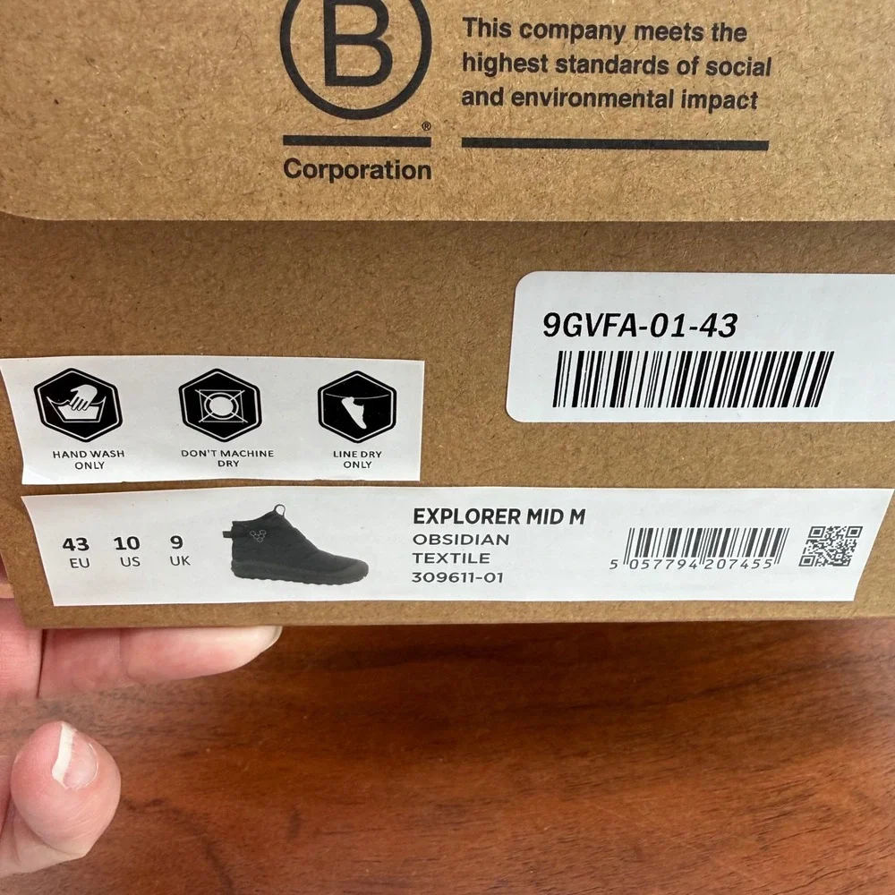 Vivobarefoot Explorer Mid M Obsidian Black Barefoot Winter Boot Mens EU 43/US 10